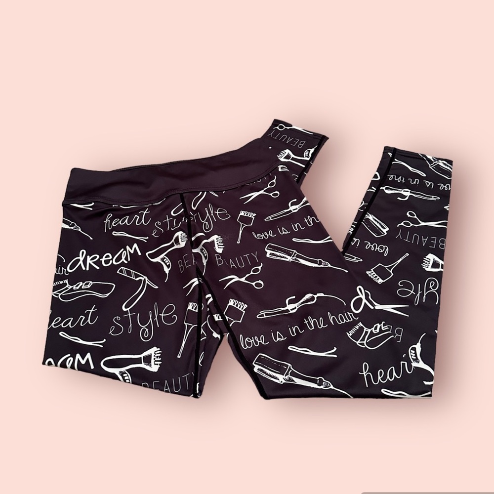 2 for $10! Cosmetology cosmo hair stylist black and white leggings